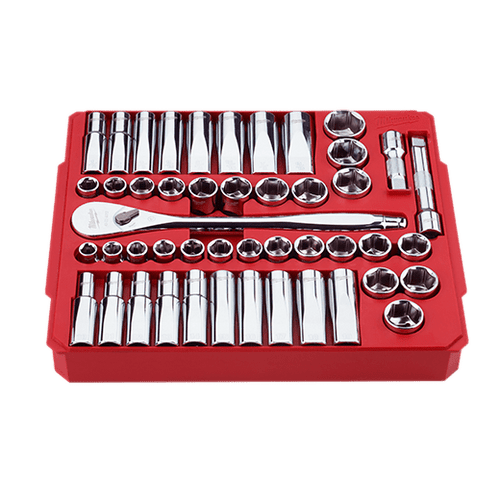 Milwaukee 1/2" 47pc FLAT FOUR Ratchet and Socket Kit- SAE/Metric 48-22-9010