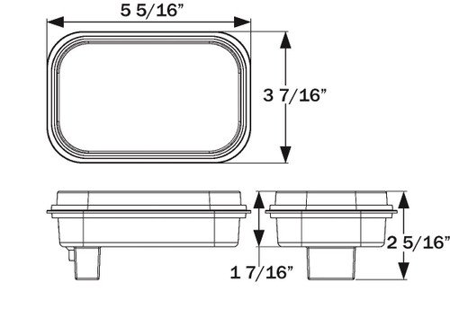 Optronics BUL24CB 5.25" x 3.5" LED Back-up Lamp- Recess Mount, Clear (SO)