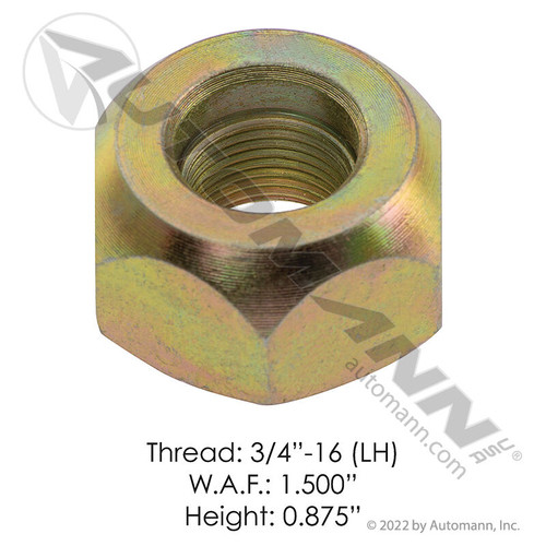 Wheel Cap Nut- Outer- LH - 3/4"-16 Thread- 1.5" Hex