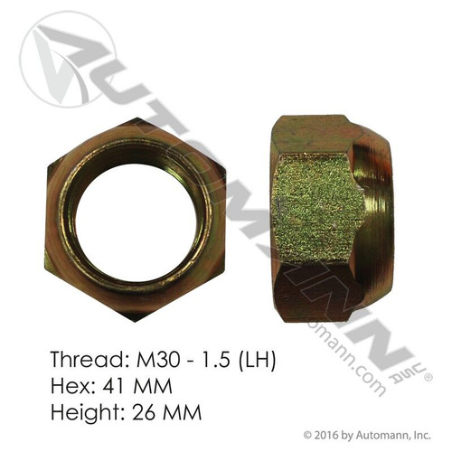 Wheel Cap Nut- Outer- LH - M30 x 1.5 Thread- 41mm Hex