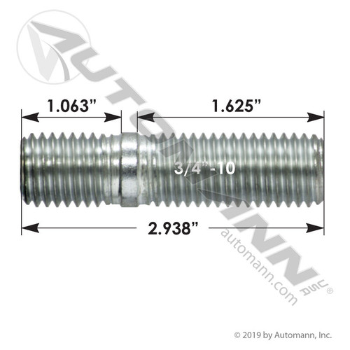 Rim Stud For Spoke Wheels- 3/4"-10, 2.938" Long