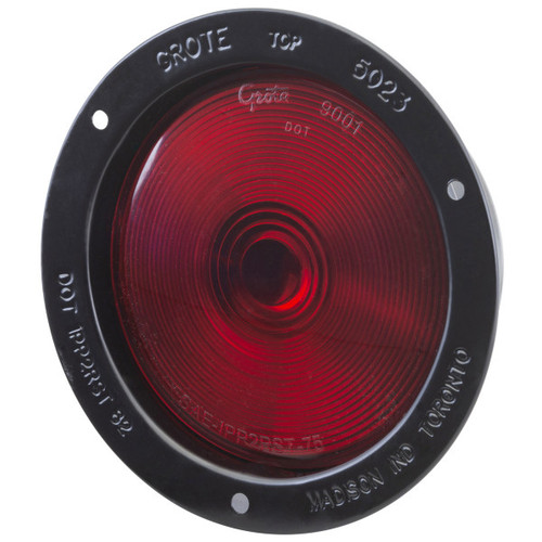 Grote 50232 Economy 4" Round Steel Shell S/T/T Lamp- Red, Flange Mount- Incandescent