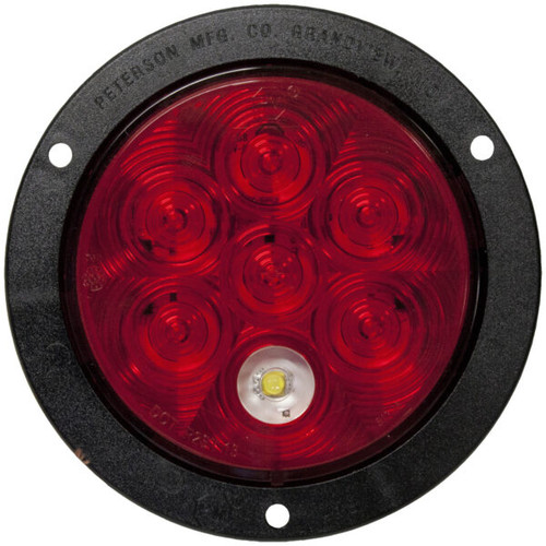 Peterson 883K-7-MV 4" Round S/T/T/BU LumenX LED Lamp- Red/Clear-Flange Mount 9-32V AMP Plug