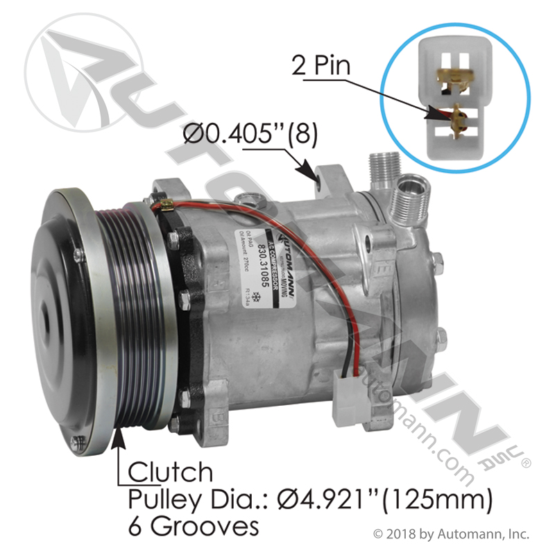 A/C Compressor- Sanden Type 7H15- 8 Rib Pulley- Replaces 4600