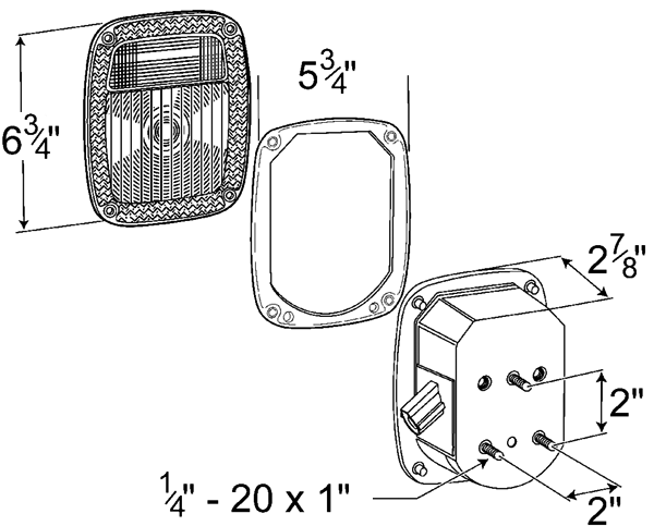 Grote 53792 Grote 53792 Box Combo Lamp-LH-3 Stud- Ford OEM plug- w