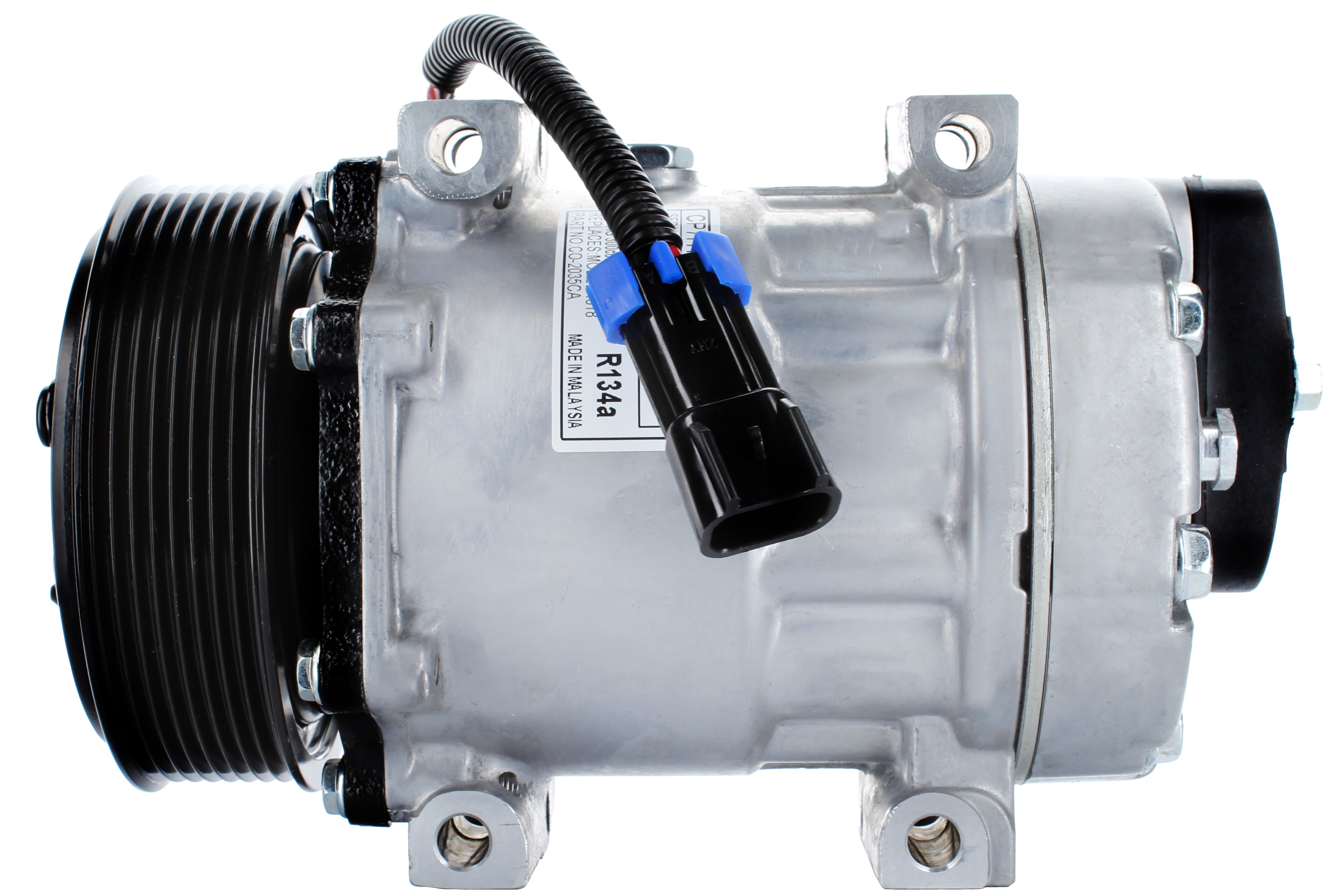 A/C Compressor- Sanden Type 7H15- 8 Rib Pulley- Replaces 4417 / 4818