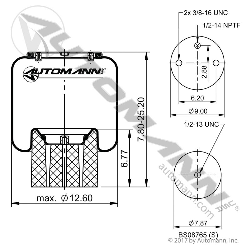 Automann / Phoenix AB1DK23L-8864 Air Bag for Peterbilt Rear New