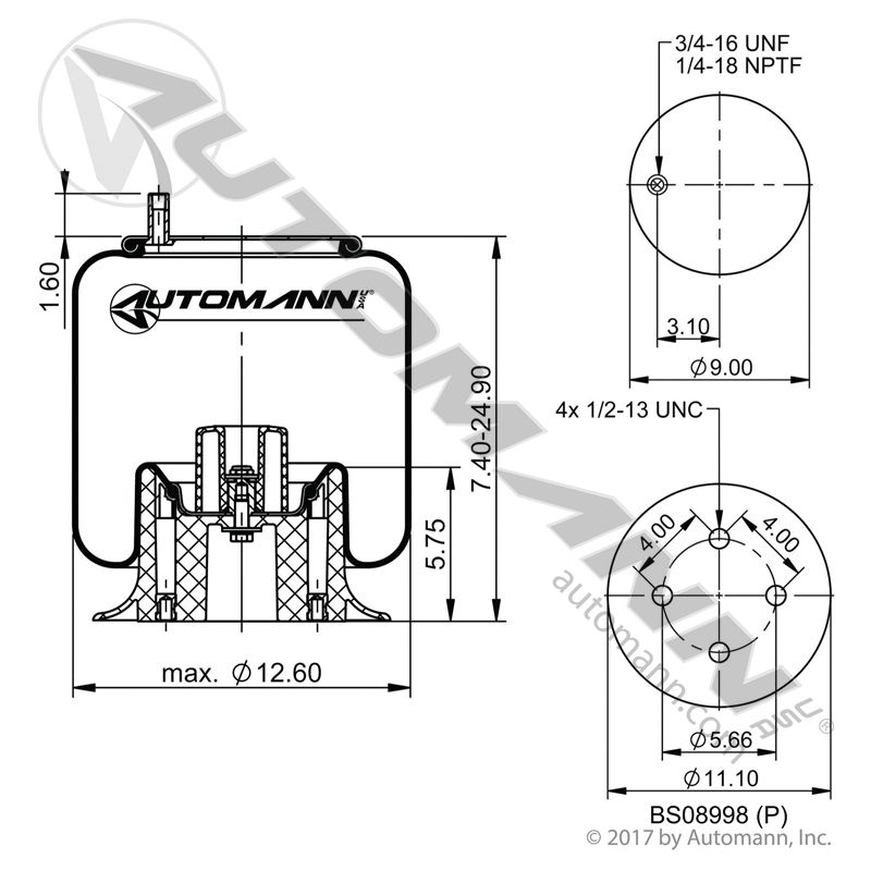 Automann / Phoenix AB1DK23L-9265 Air Bag for Hendrickson Turner