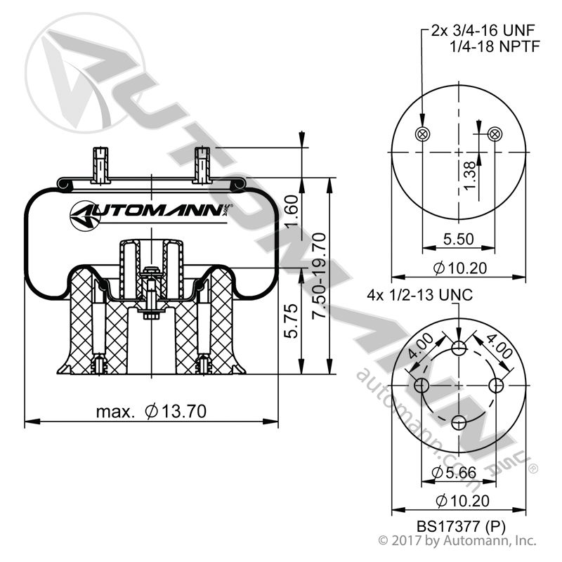 Automann / Phoenix AB1DK25B-8755 Air Bag for Hendrickson Turner