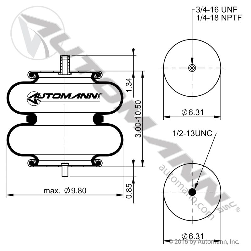 Automann / Phoenix ABSP2B12R-6897 Air Bag for Watson & Chalin ...
