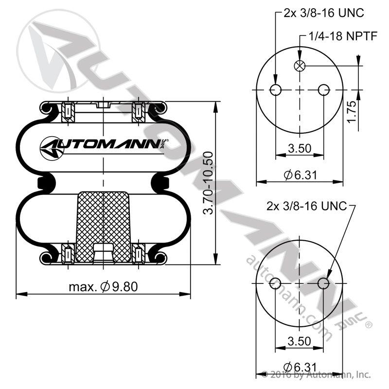 Automann / Phoenix ABSP2B12R-6902 Air Bag for Hendrickson Lift