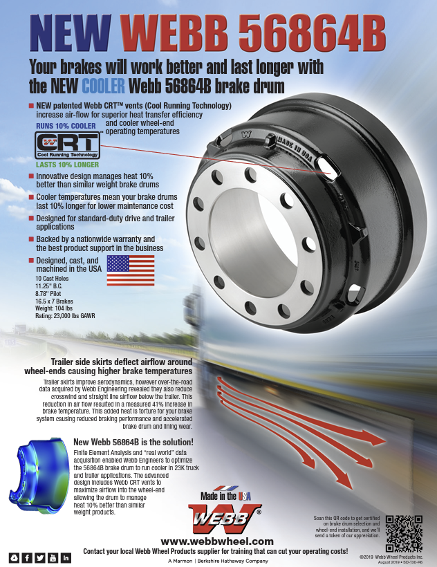 Webb 56864B Webb 56864B CRT Vented Brake Drum 16.5 x 7 (3600X