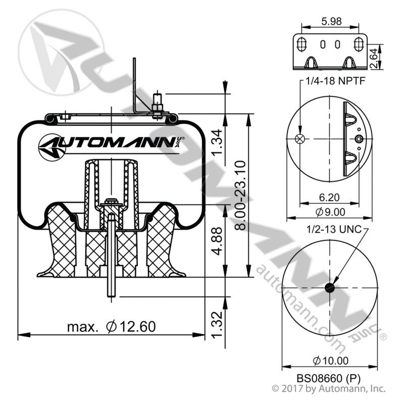 Automann / Phoenix AB1DK23M-9375 Air Bag for Hendrickson / Mack