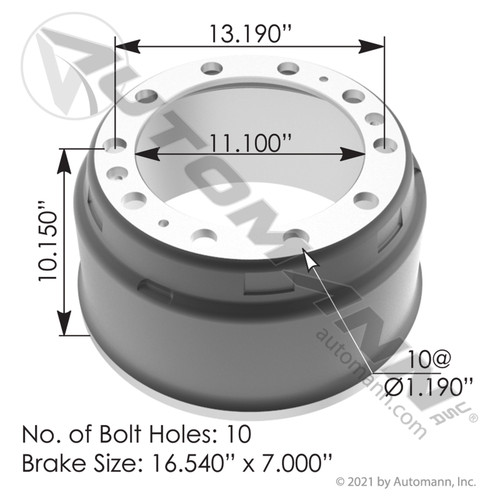 Webb 56864B Webb 56864B CRT Vented Brake Drum 16.5 x 7 (3600X