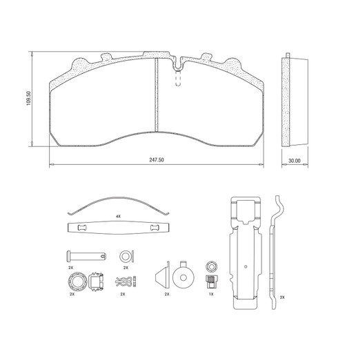 D&W Clutch & Brake D1203HP D1203 Air Disc Brake Pads for Bendix (Knorr ...