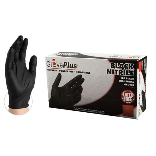 Ammex Ammex Glove Plus Black Nitrile Gloves- 100ct/box GPNB