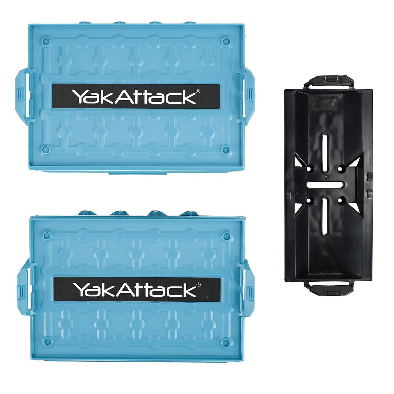 Top view of the TracPak Combo Kit, Two Boxes and Quick Release Base, Jetty Blue seperately