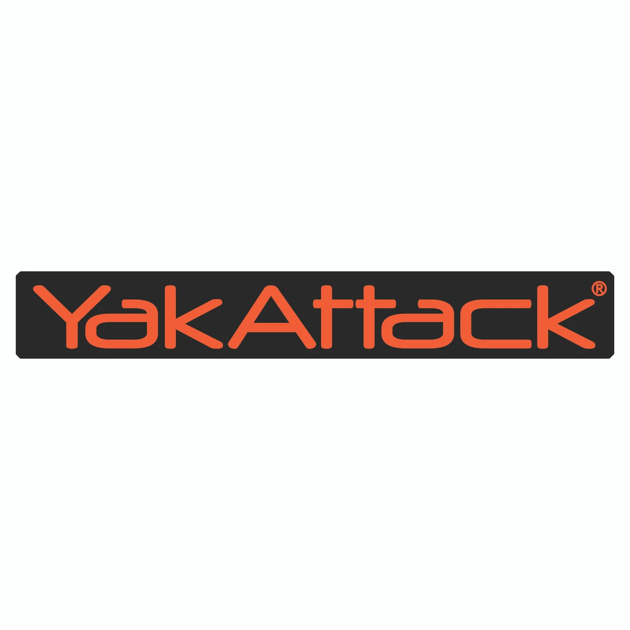 Front view of the YakAttack Logo BlackPak Side Panel Decal, Orange, 7" x 1.13"