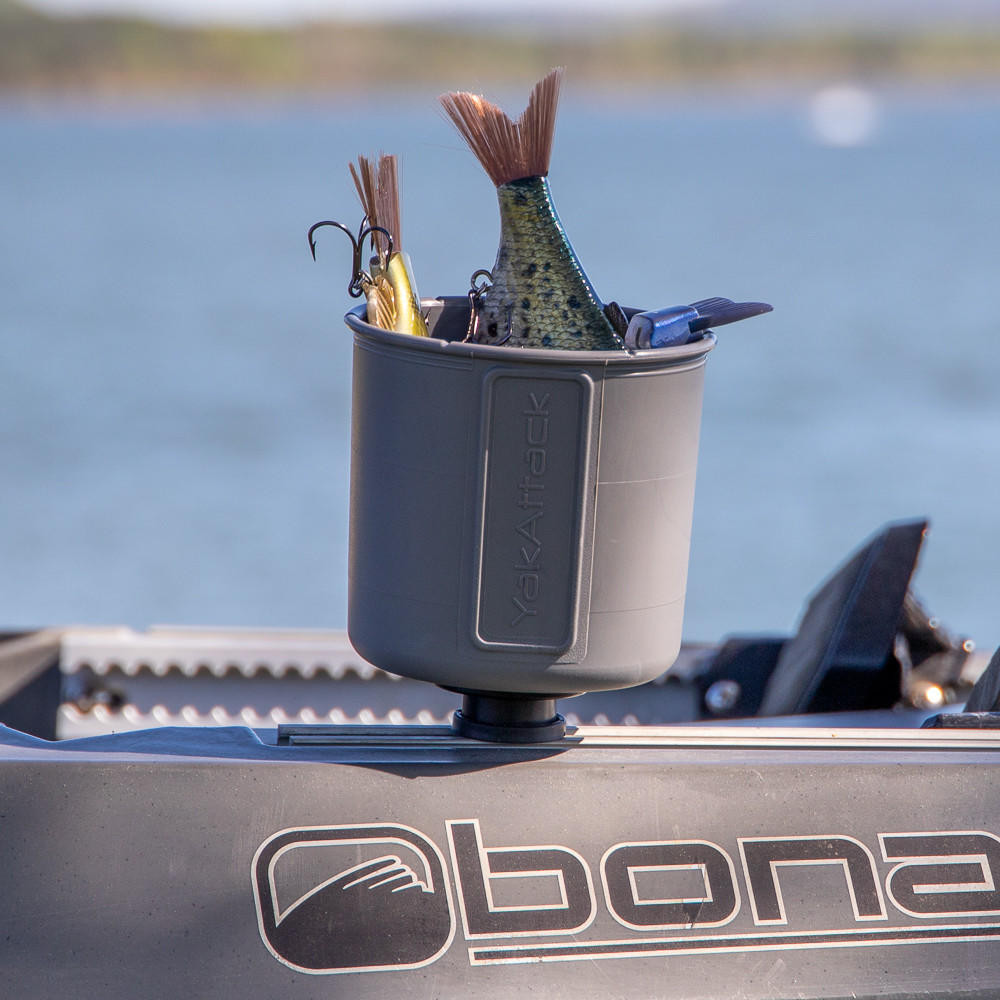 YakAttack® - MultiMount Cup Holder in Battleship Grey - Kayak
