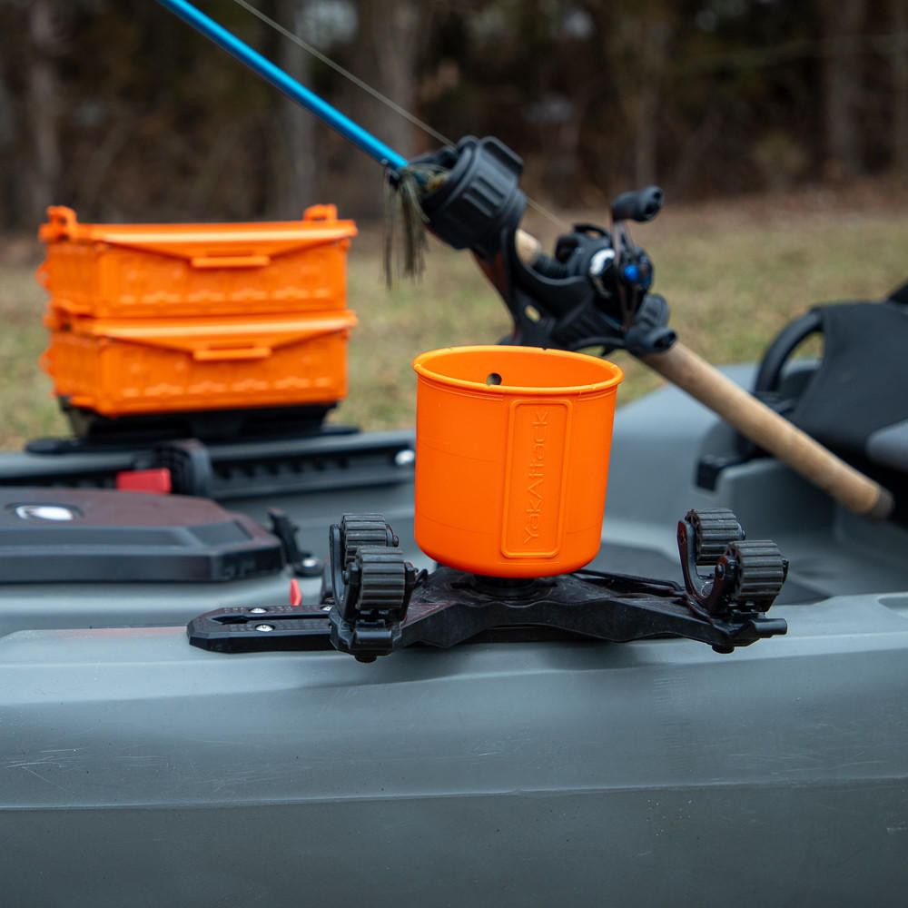 YakAttack® - MultiMount Cup Holder in Orange - Kayak Fishing