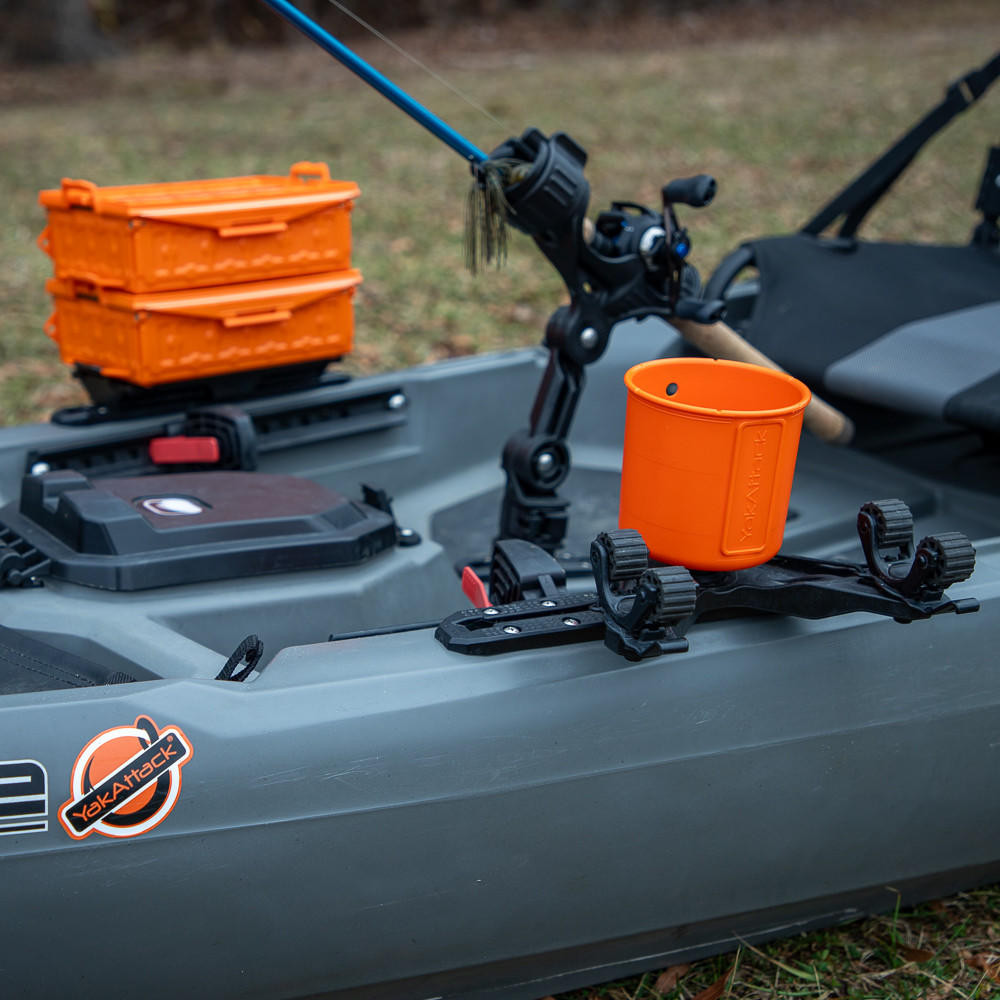 YakAttack® - MultiMount Cup Holder in Orange - Kayak Fishing