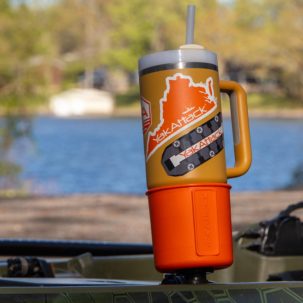 YakAttack® - MultiMount Cup Holder in Orange - Kayak Fishing