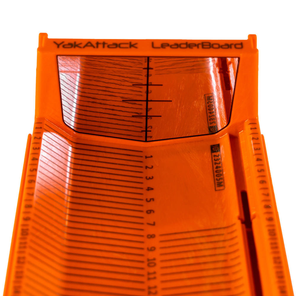Close up of the Metric LeaderBoard - 71 cm Measuring Board with Built-In Identifier Holders and Cull Tabs, Orange (mirror)