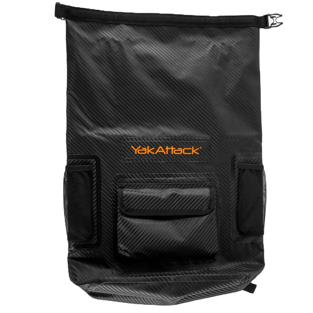 Front view of 20L Roll-Top Drybag Backpack - Black flattened