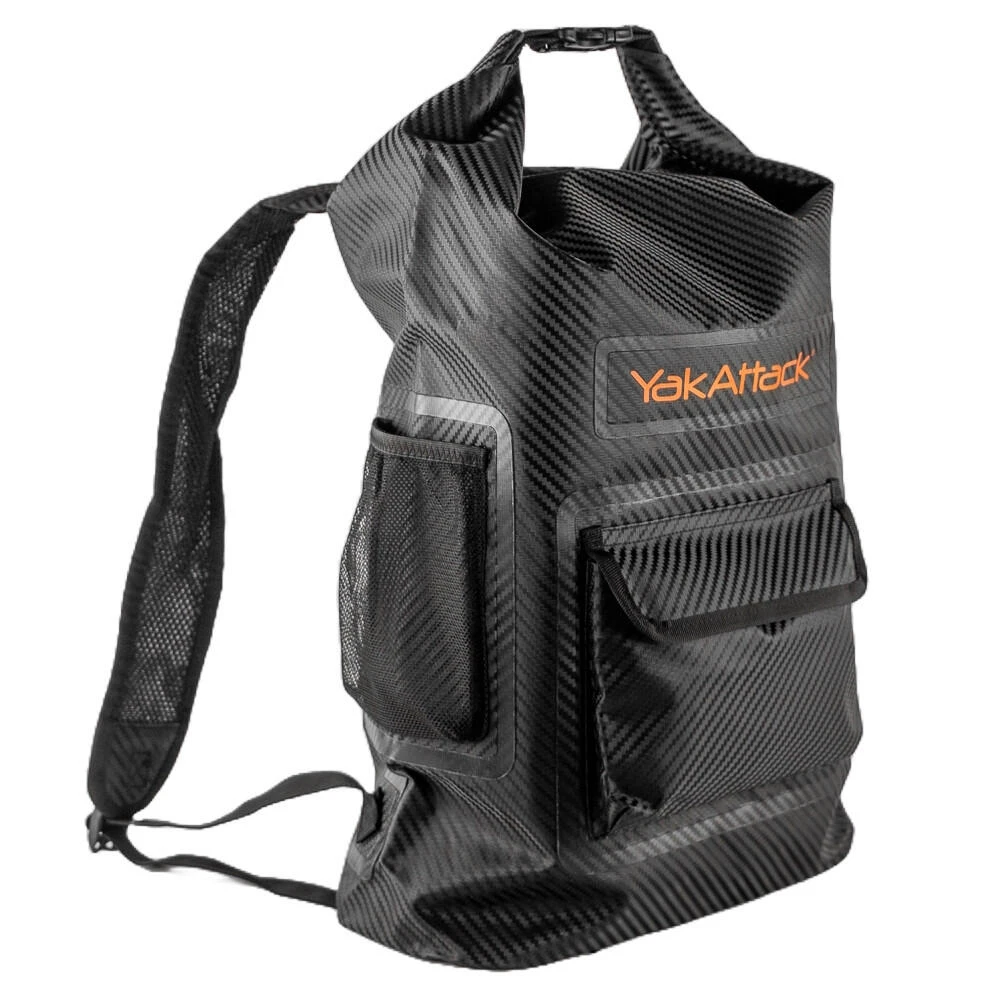 Front angled view of 20L Roll-Top Drybag Backpack - Black