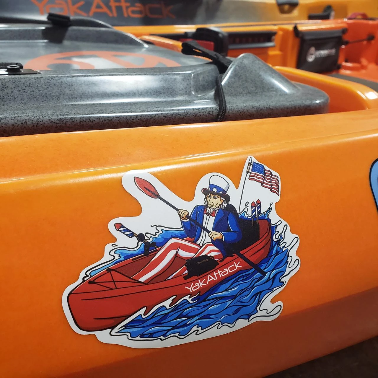 Uncle Sam Decal 4.75” x 3.75” on side of kayak (2)