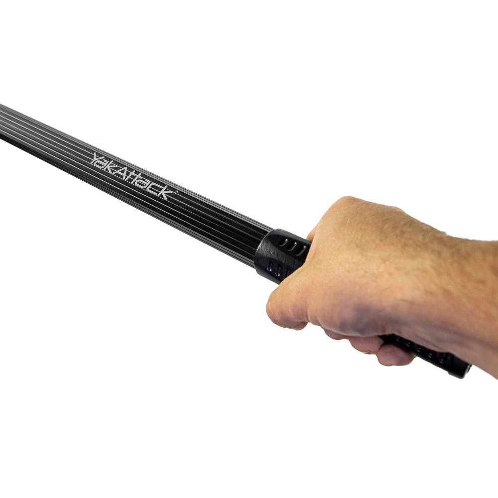 16” x 19” Landing Net with 24” Long Telescoping Handle and Rubber Netting, Black (handle view)