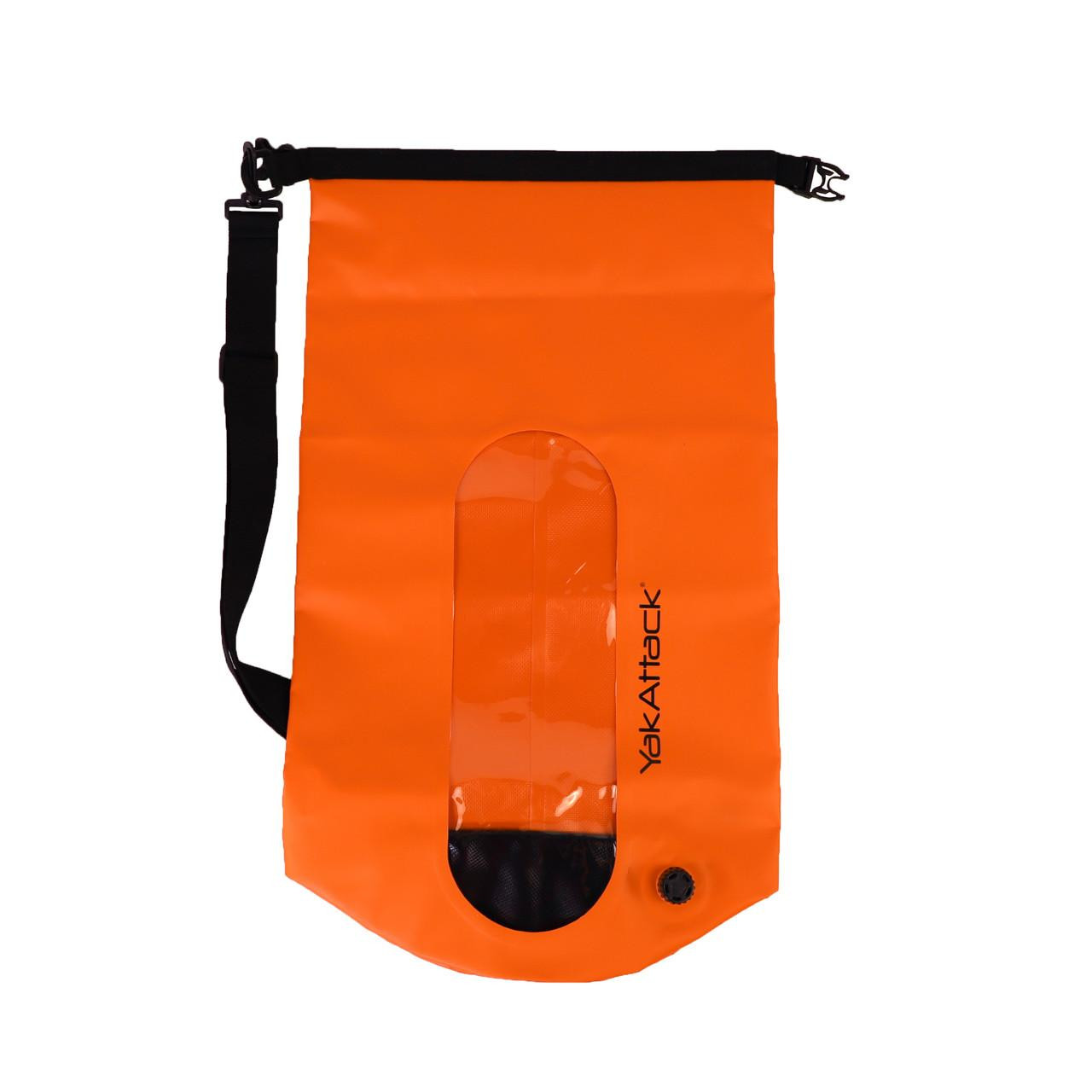 YakAttack® 20L Roll-Top Drybag with Air Valve, Orange - Kayak