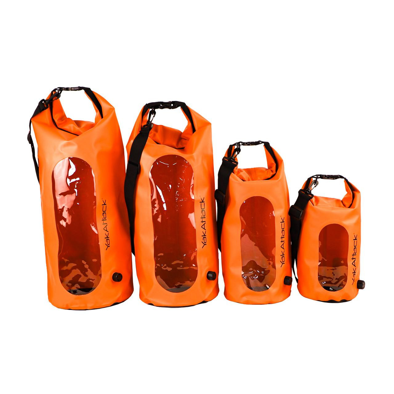 YakAttack® 20L Roll-Top Drybag with Air Valve, Orange - Kayak