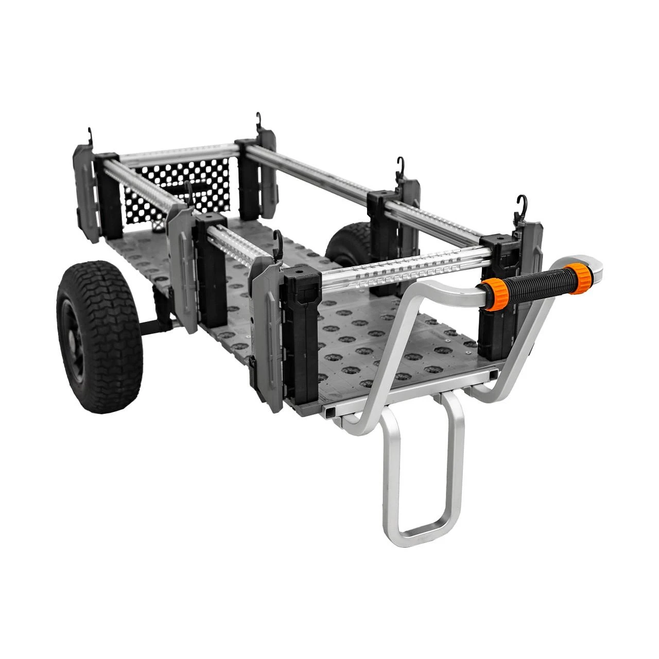 Front angled view of the SandRig Surf Cart, 20” x 54” with 16" Rubber Tires