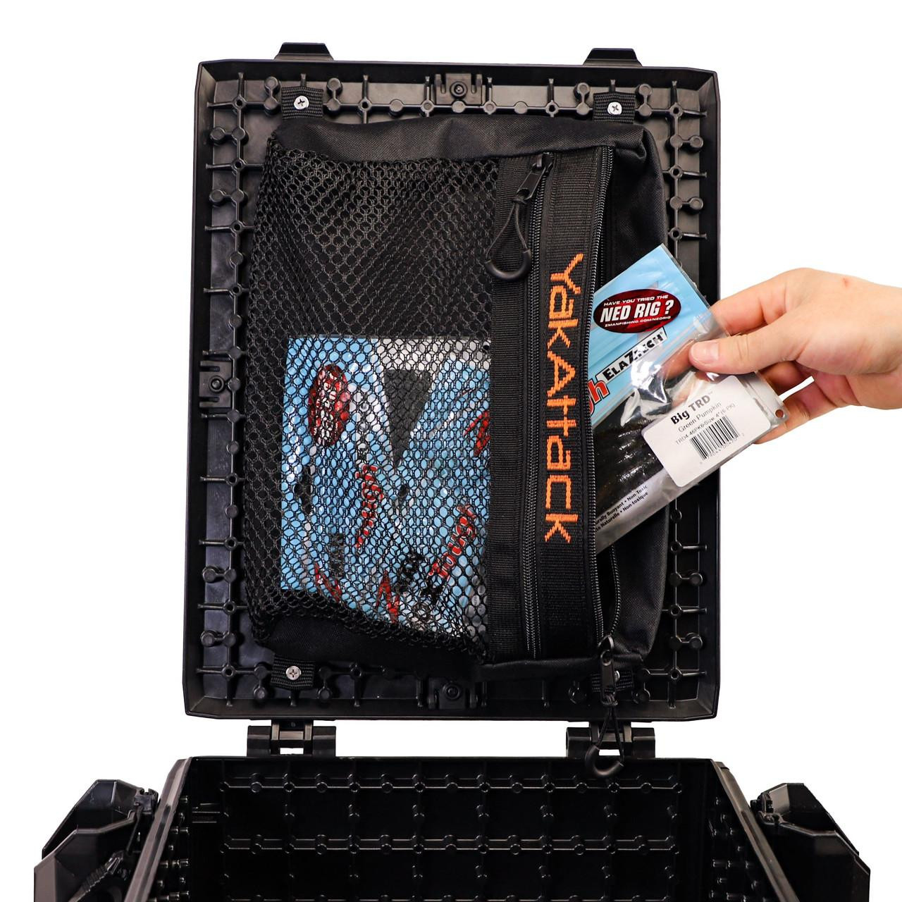 Front view of the 16" Dual Compartment Mesh Storage Bag for the BlackPak Pro in use on the BlackPak Pro