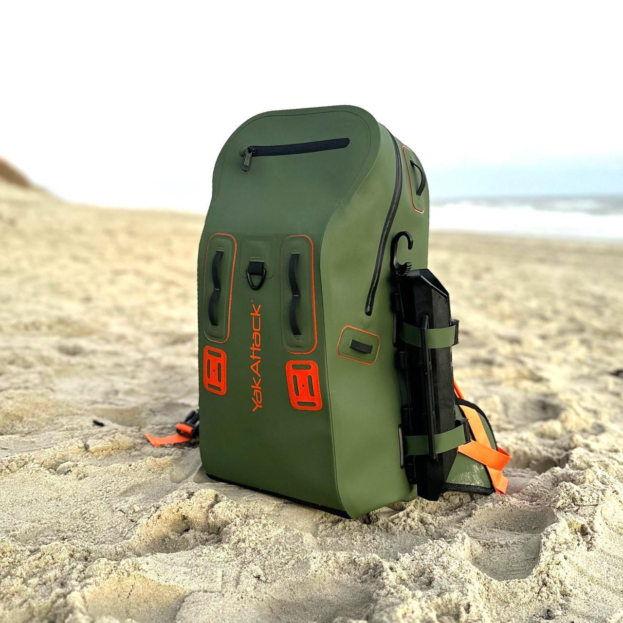 28L BackWater DryPak, Waterproof Backpack, Green/Orange