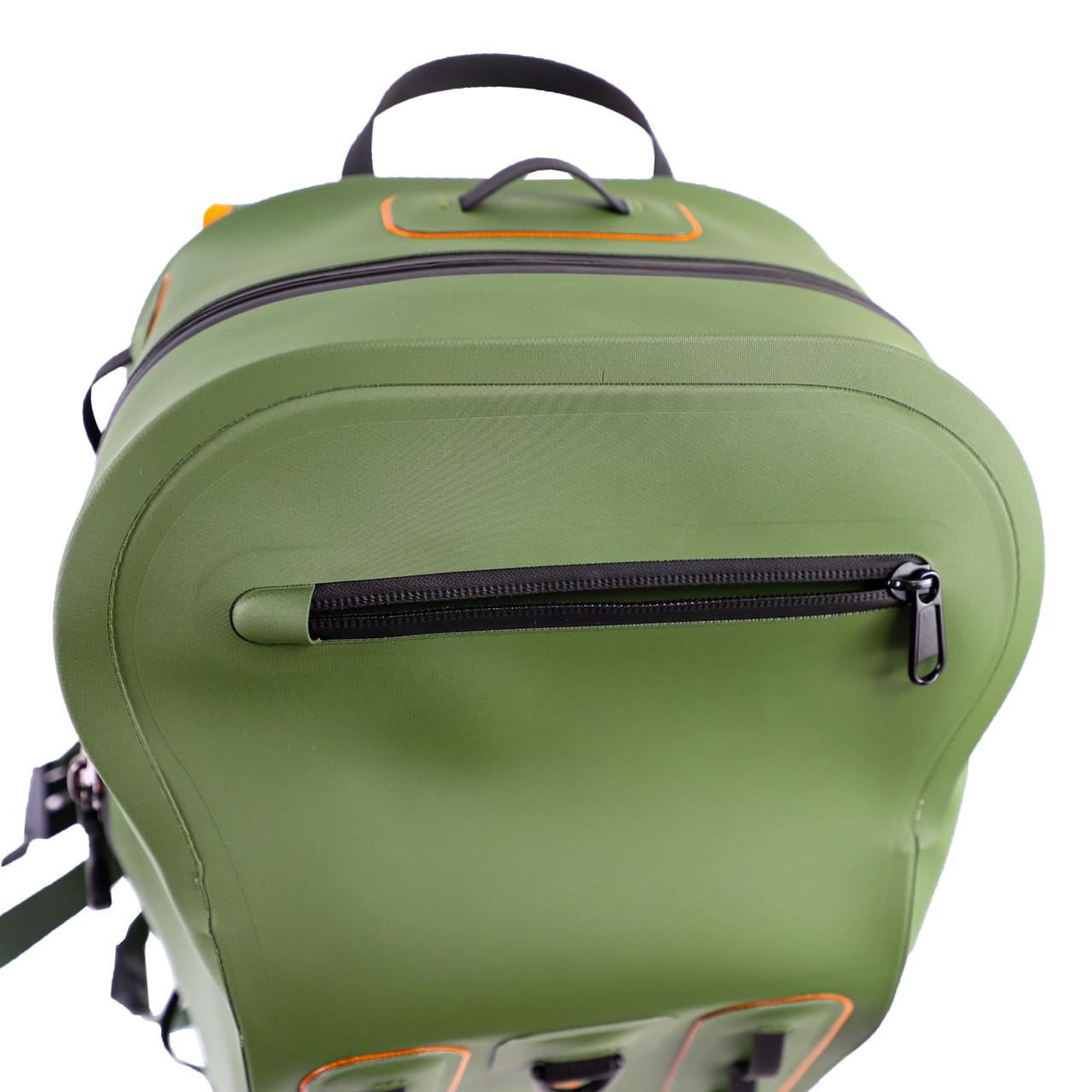 28L BackWater DryPak, Waterproof Backpack, Green/Orange