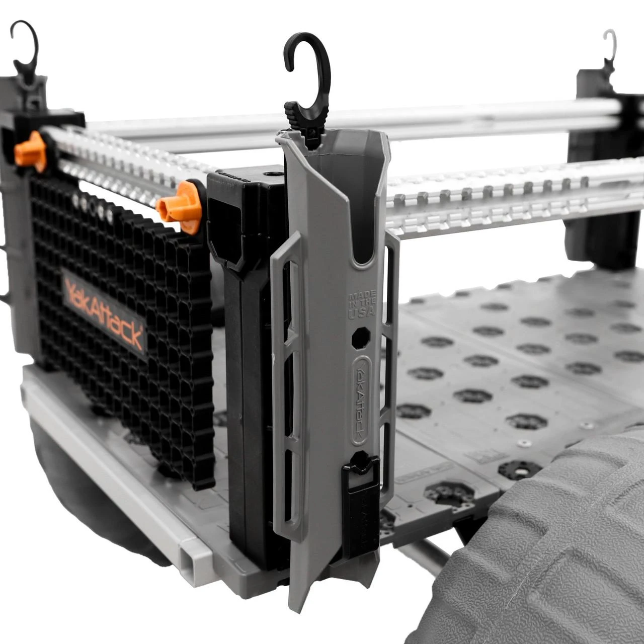 View of the TetherTube Rod Holder- Two Pack with Mounting Hardware, Battleship Grey on SandRid Surf Cart