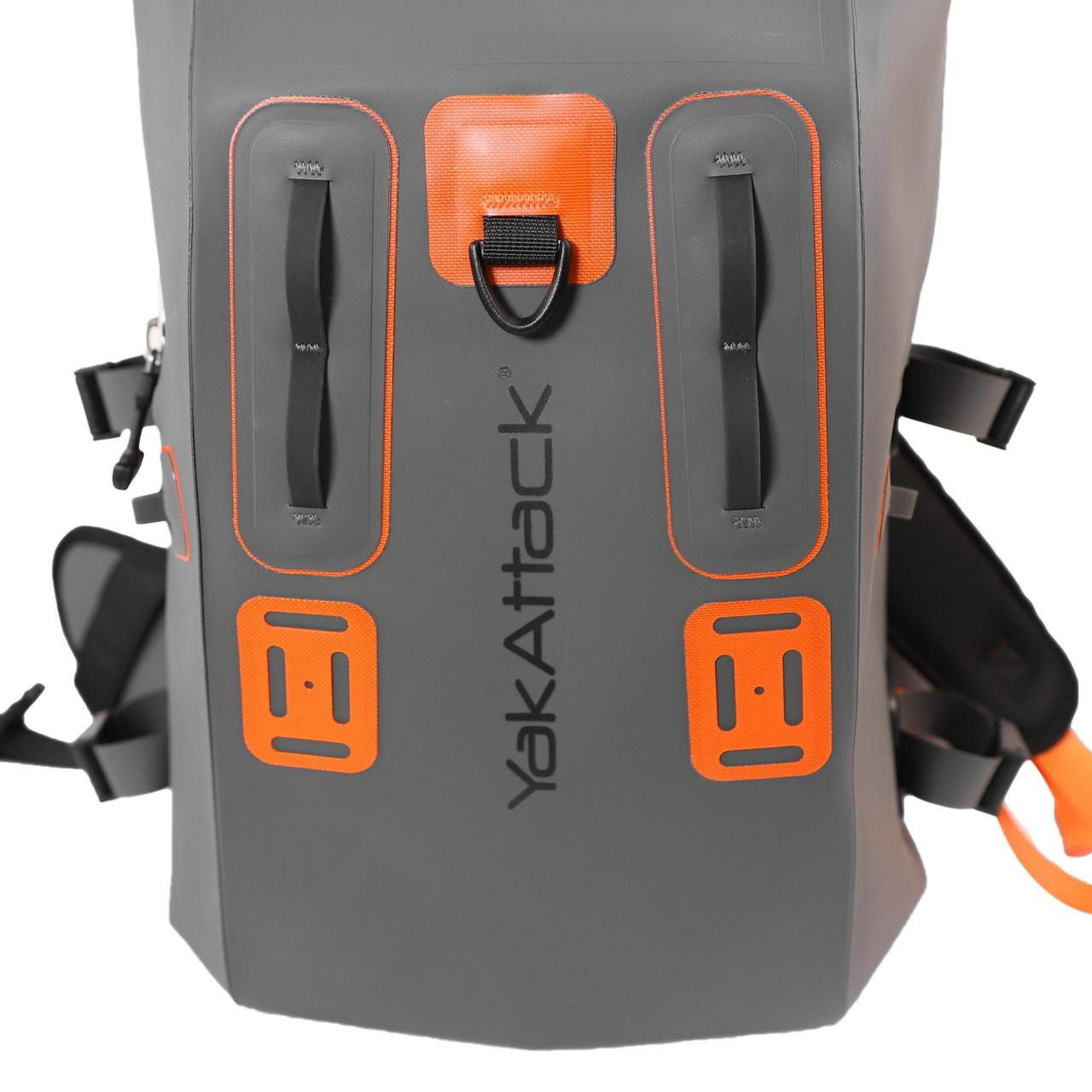 YakAttack® 28L BackWater DryPak, Waterproof Backpack, Grey/Orange