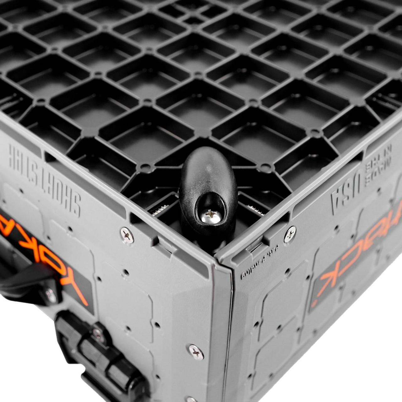 Bottom view of the ShortStak SOLO Storage Box 13" x 13", Battleship Grey