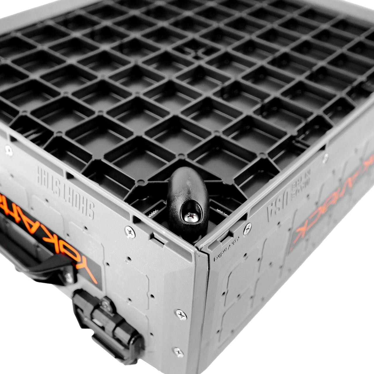 Bottom view of the ShortStak SOLO Storage Box 13" x 16", Battleship Grey
