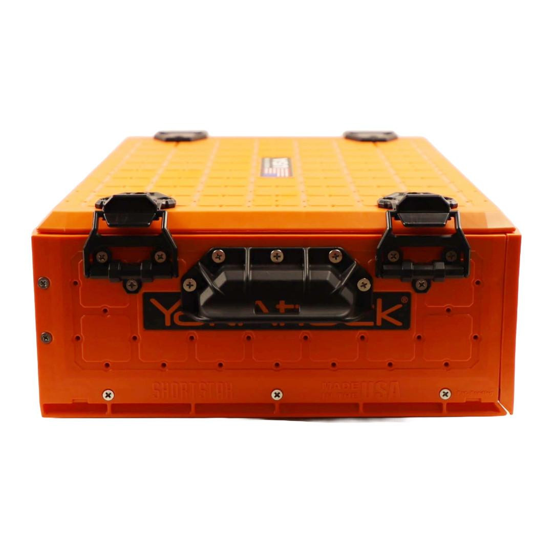 Front view of the ShortStak SOLO Storage Box 13" x 16", Orange