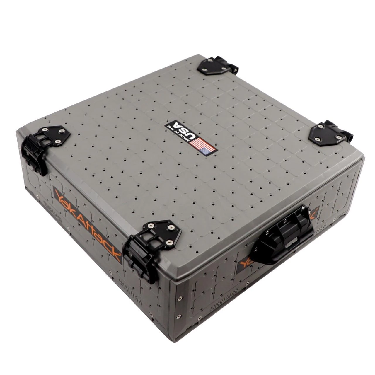 Top right view of the ShortStak SOLO Storage Box 16" x 16", Battleship Grey