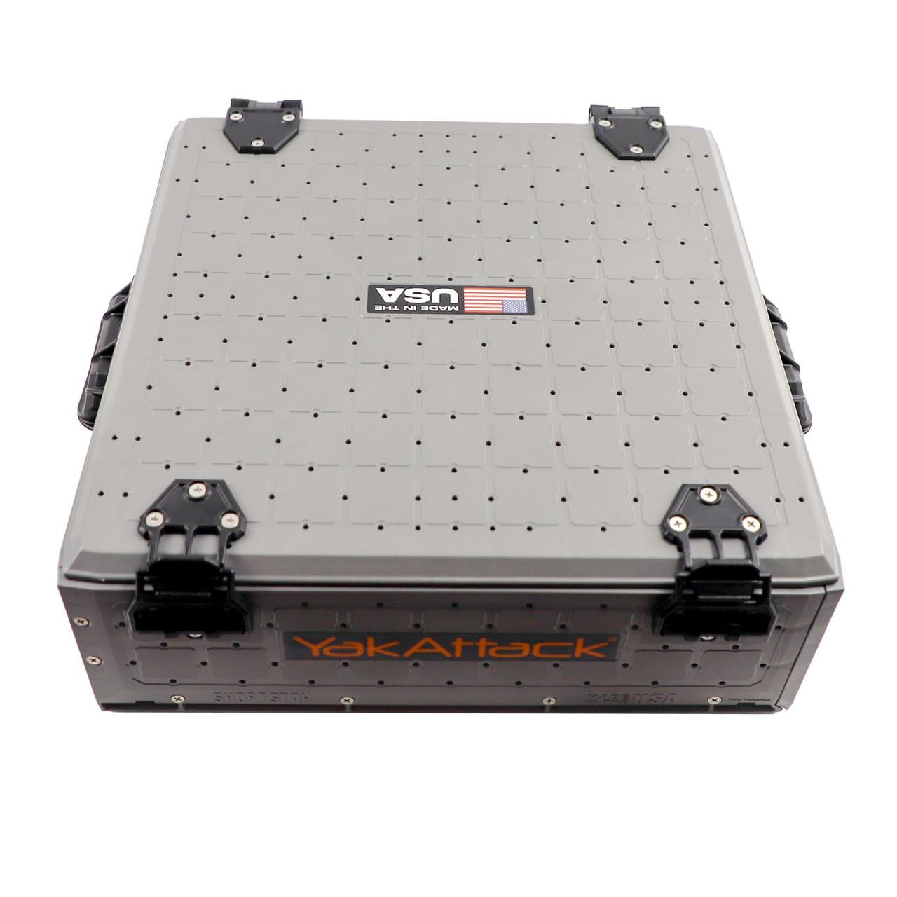 Front angled view of the ShortStak SOLO Storage Box 16" x 16", Battleship Grey