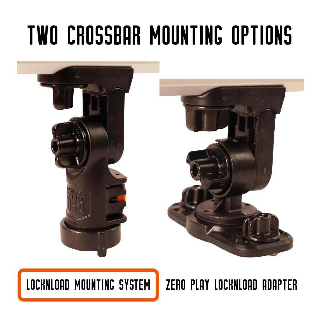 Command Center CrossBar, with Track Mounted LockNLoad™ Mounting System with different mounting options shown