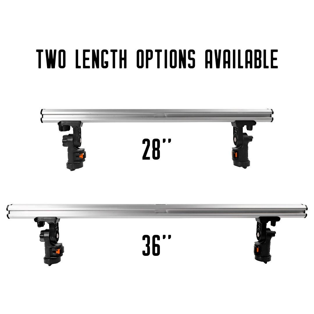 Command Center CrossBar, with Track Mounted LockNLoad™ Mounting System with different lengths shown