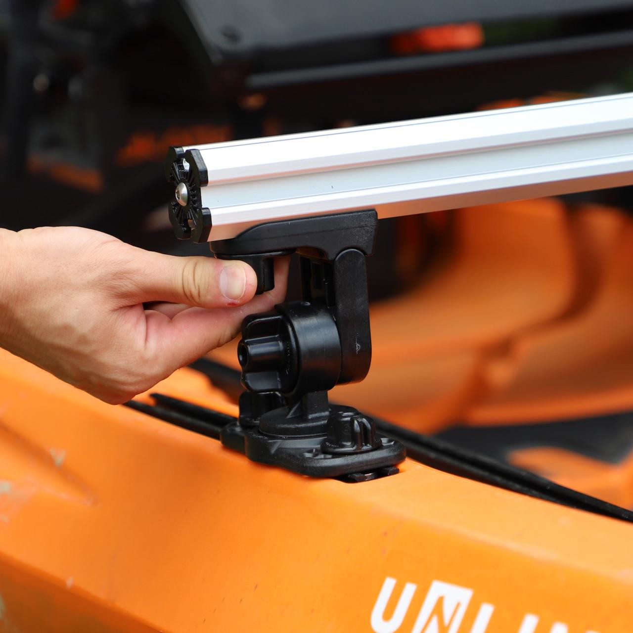 Lifestyle picture of the Command Center CrossBar, with Zero Play LockNLoad™ Track Mount Adapter with Zero Play LockNLoad Adapter close up