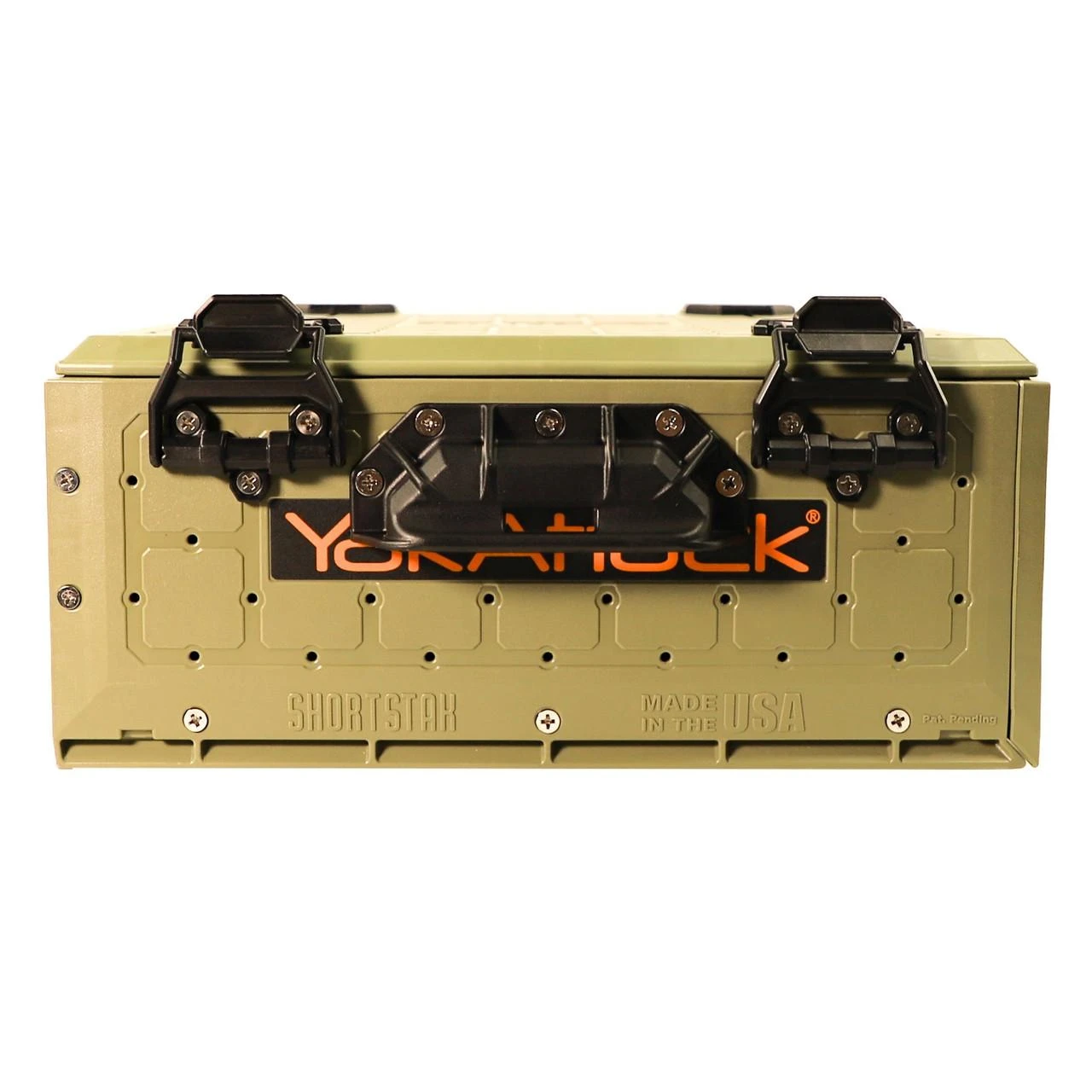 Front view of the ShortStak SOLO Storage Box 13" x 13", Olive Green