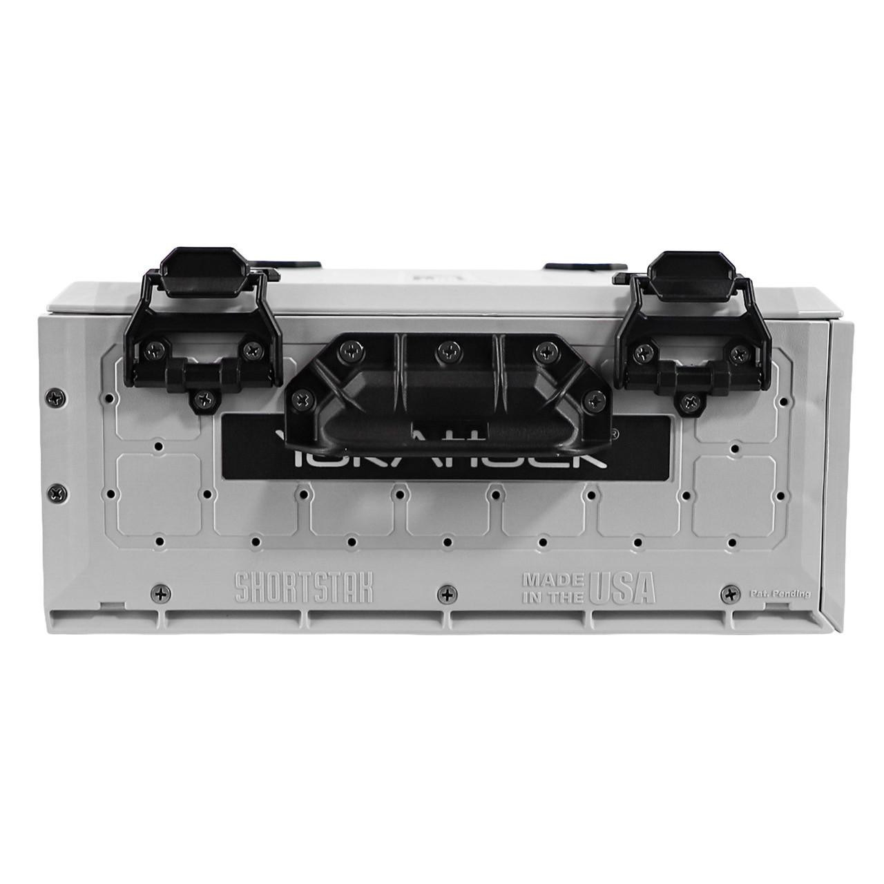 Front view of the ShortStak SOLO Storage Box 13" x 16", Overcast Grey