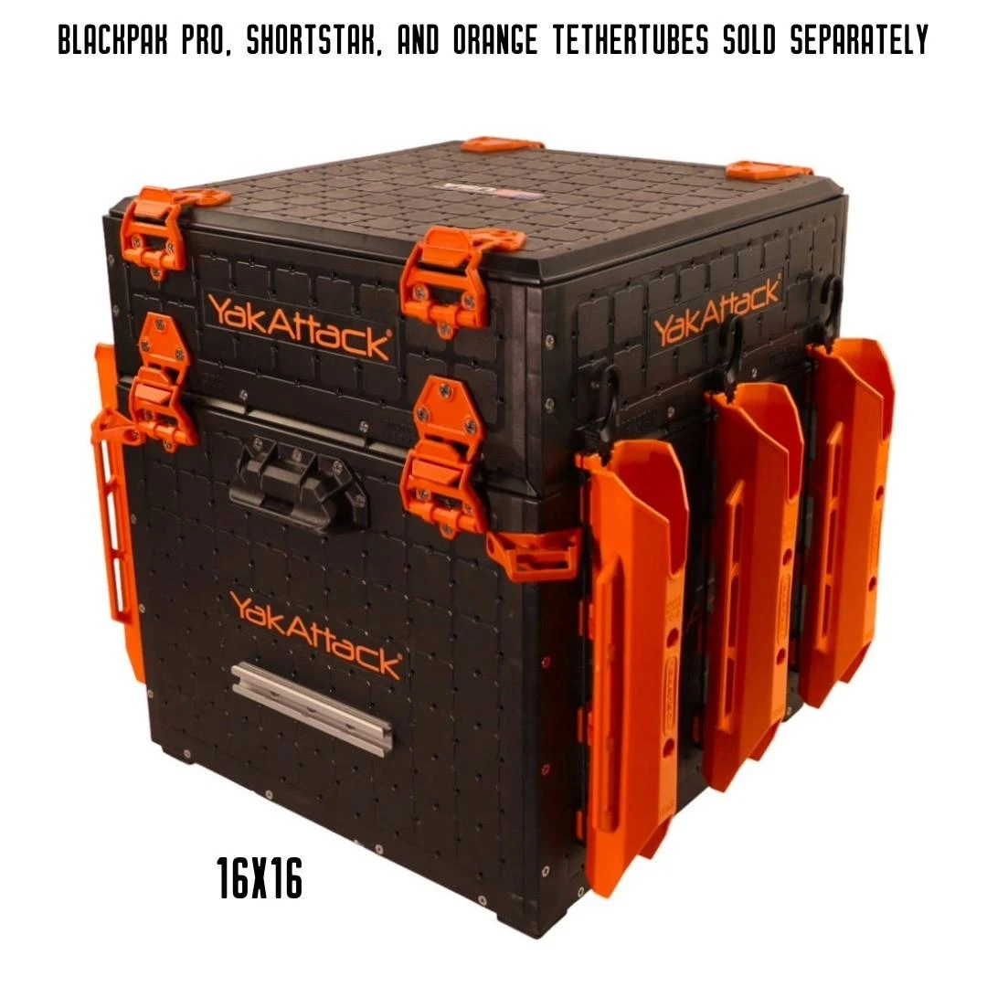 Hinge & Latch Kit for BlackPak Pro and ShortStak, Orange shown on a 16x16 ShortStak